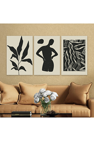 4gdran ثلاث لوحات قماشية فخمة بتصميم مودرن مع برواز أسود مجوف