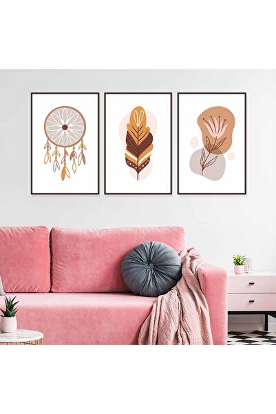 Marktna ثلاث لوحات قماشية بتصميم الفن البوهيمي مع برواز شامبين مجوف