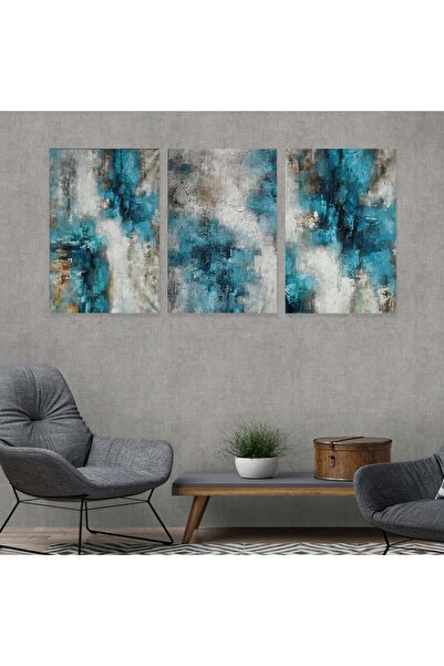 SND ثلاث لوحات قماشية بتصميم تجريدي مع برواز شامبين مجوف