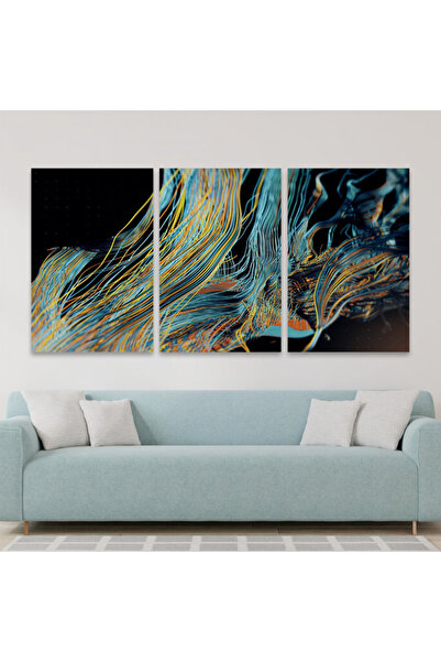 4gdran ثلاث لوحات قماشية فخمة بتصميم مودرن مع برواز ذهبي مجوف