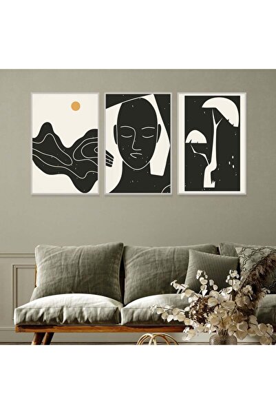 Marktna ثلاث لوحات قماشية بتصميم الفن البوهيمي مع برواز فضي مجوف