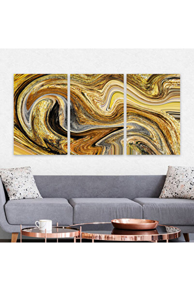4gdran ثلاث لوحات قماشية فخمة بتصميم مودرن مع برواز ذهبي مجوف