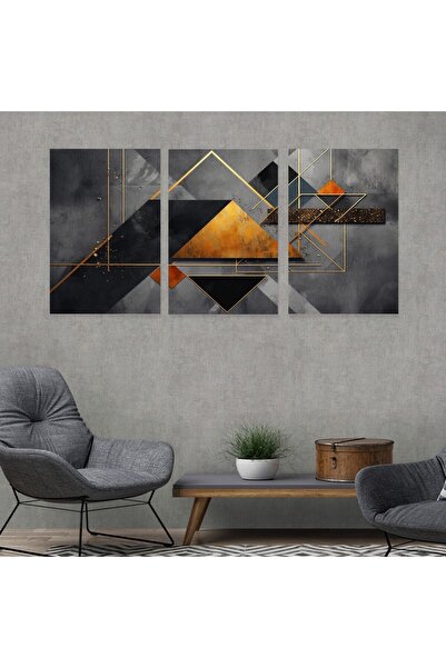 4gdran ثلاث لوحات قماشية بتصميم مودرن مع برواز خشبي مخفي