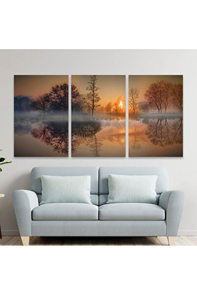 Marktna ثلاث لوحات قماشية بتصميم طبيعة مع برواز خشبي مخفي