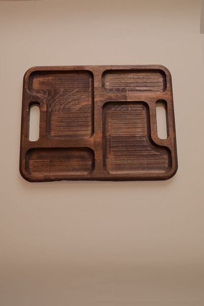 Rabo Craft Slicio - 5-Eye Solid Pine Wood Presentation Tray, with Handles, Minimal Design