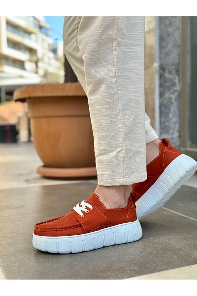 BOA Ba0676 Boa Orange Linen High Sole Men's Summer Shoes