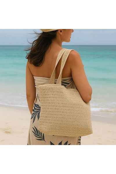 OEM Geanta Ecru de Plaja 48x15x38cm