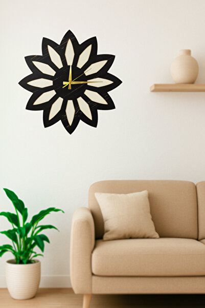 Trend Kitchen ساعة حائط خشبية مزخرفة على شكل زهرة حديثة من نوكتافلورا