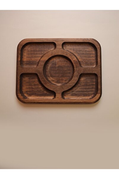 Rabo Craft Mezestro – 5 Gözlü Masif Çam Ahşap Sunum Tepsisi Minimal Tasarım