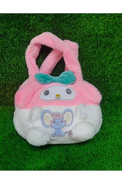 çantacımm Iki Renkli Peluş Karakter Figürlü Çocuk El Çantası 18x20 cm