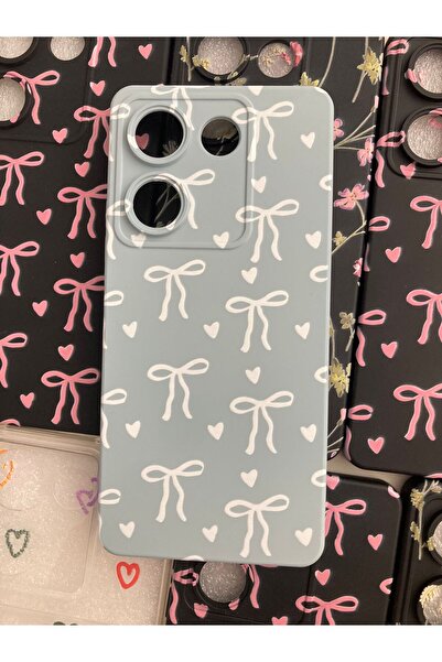 Newon Tecno Camon 20 Kurdele/fiyonk Baskılı Içi Kadife Silikon Telefon Kılıfı...