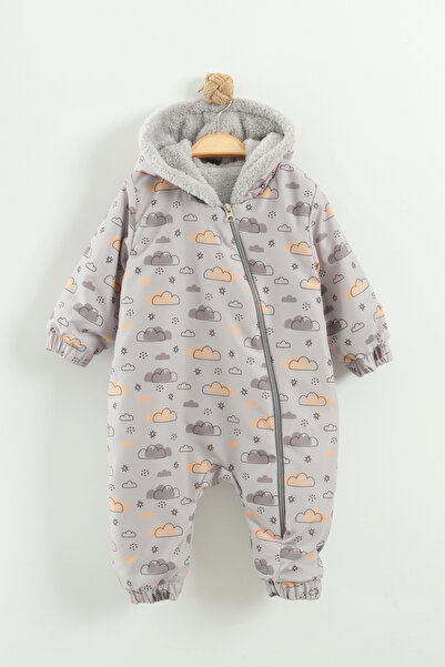 Babykokko Desenli Erkek Bebek Kışlık Fermuarlı Su İticili Astronot Tulum