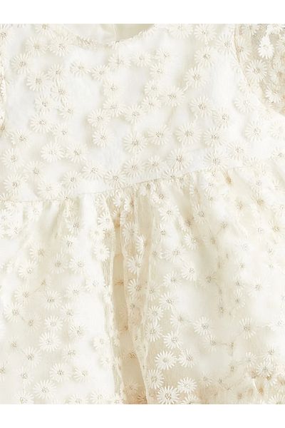 LC Waikiki Kanz Ecru Floral Lace Baby Girl Dress