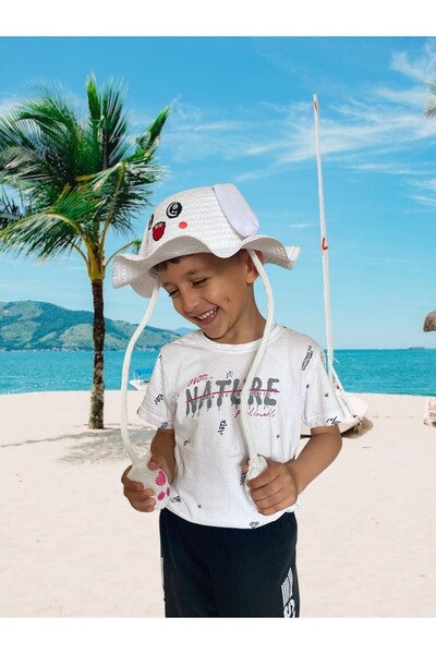 AboutThePerfect Summer Straw Hat for Children, with Ear Play, Beach and Sun Protection