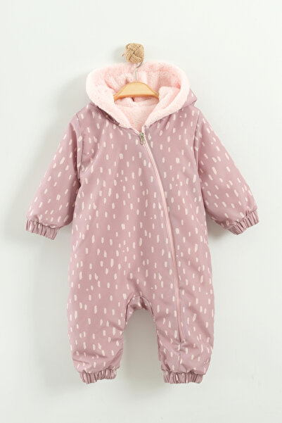 Babykokko Patterned Baby Girl Winter Zippered Water Repellent Astronaut Jumpsuit