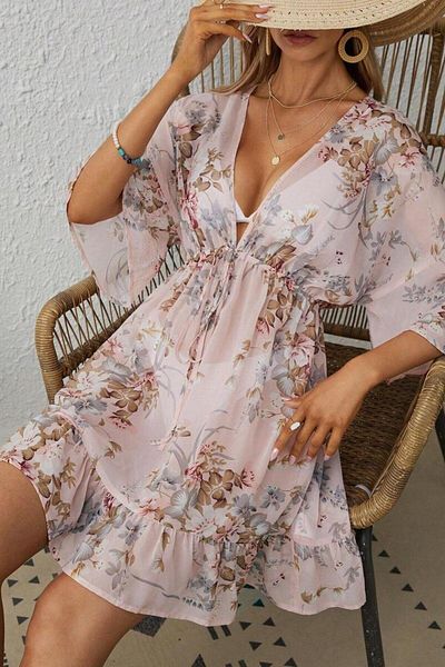 BELLA NOTTE Floral Patterned Lace Detailed Pareo