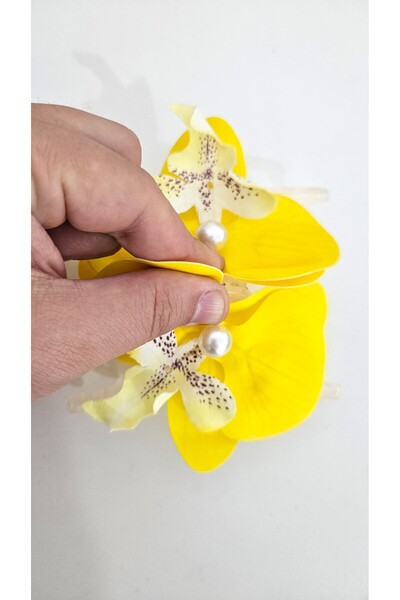 cityvision Orkide Çiçeği İncili Mandal Toka 10 cm Çift Taraflı 1 adet