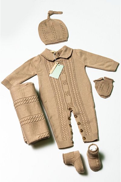 ZENİ BABY Newborn 5-Piece Knitted Knitwear Jumpsuit Set