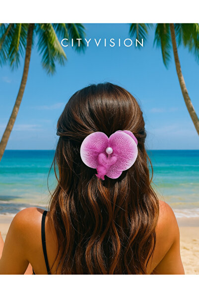 cityvision Λουλούδι Ορχιδέα Πέρλα Πόρπη 10 cm Διπλής Όψης 1 τεμάχιο