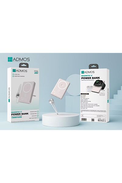 ADMOS APB17 ADMOS Magnetic Power Bank 10000mAh with Fast Wireless Charging and a Practical Stand