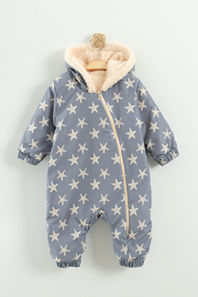 Babykokko Desenli Erkek Bebek Kışlık Fermuarlı Su İticili Astronot Tulum