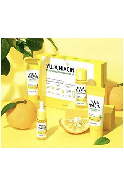 Some By Mi Yuja Niacin Brightening Skin Care Set (Toner 30ml + Serum 10ml + Gel Cream 30g + Sleeping Mask 20g)