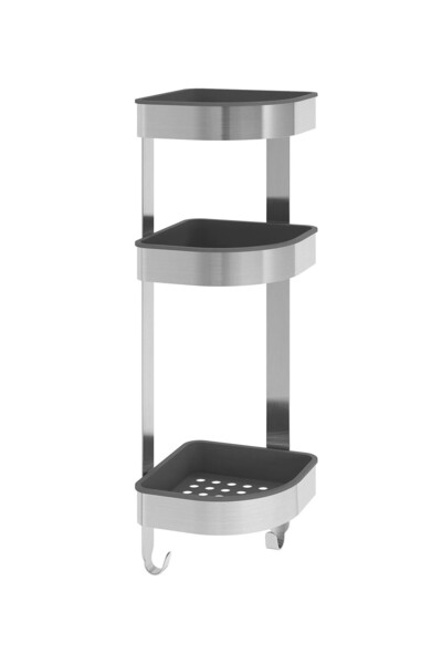 IKEA 3 Katlı Köşe Banyo Rafı 19x19x58 Cm Duvara Monte Askılı Duş Sepeti Paslanmaz Çelik Raf