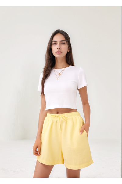 Bled Müslin Cepli Kadın Şort (%100 Pamuk)