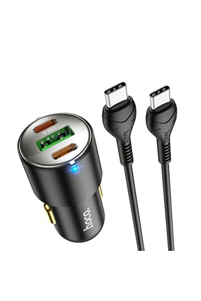Hoco Φορτιστής αυτοκινήτου USB-A, 2xType-C, QC3.0, PD45W, 5A + Καλώδιο Type-C...
