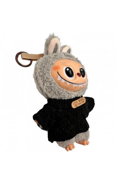 BaoBao Labubu Cozy Look 17-18cm – plush toy with keychain, bunny costume and colorful sweater, BaoBao