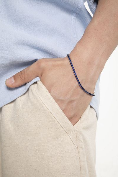 Fjellor Men's Navy Blue Minimal Crystal Zircon Stone Bracelet