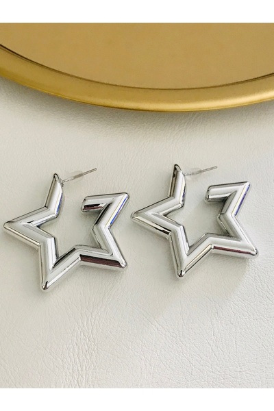 Mercan Aksesuar Kadın İthal Yıldız Küpe 4 cm
