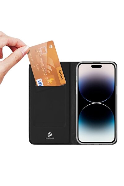 DUCS Premium Flip Case Dux Ducis Compatible with iPhone 14 Pro, Magnetic Closure - Black