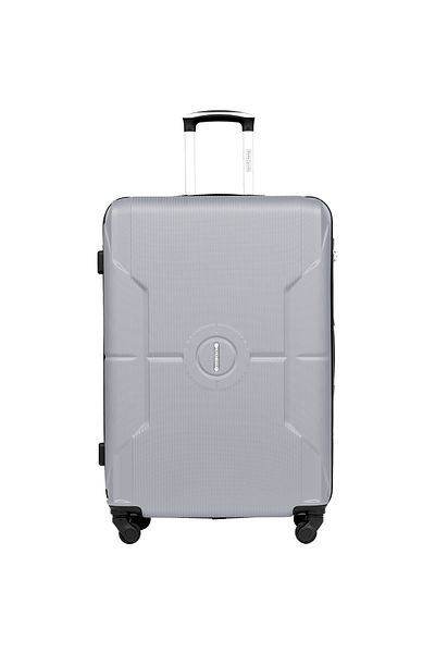 PARAJOHN Sparkle ABS Hardside Spinner Checked In Large Luggage Trolley 28 Inch silver