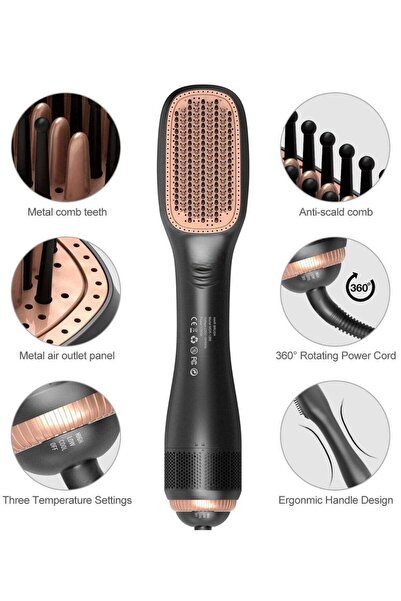 Bonjour مجفف شعر فريد من نوعه 2 في 1، فرشاة وفرشاة فرد الشعر بقوة 1200 واط، س...