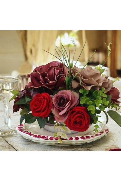 BARITCIOGLU Decorare argintiu ufu metal albastru cobalt ıda aranjament de flo...