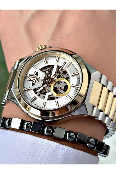 Bentini Men's Wrist Watch - Automatic Mechanism, Calendar, Steel Case & Band, Waterproof, 2 Year Warranty