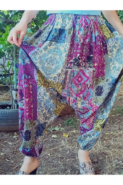 hoaryage Pants with Elastic Viscose Fabric Floral Patterned Shalwar with Pockets 100% Cotton Sizes 38 to 100 kg