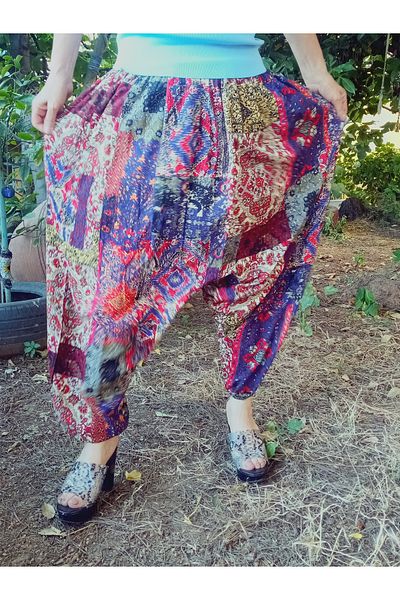 hoaryage Pants with Elastic Viscose Fabric Floral Patterned Shalwar with Pockets 100% Cotton Sizes 38 to 100 kg