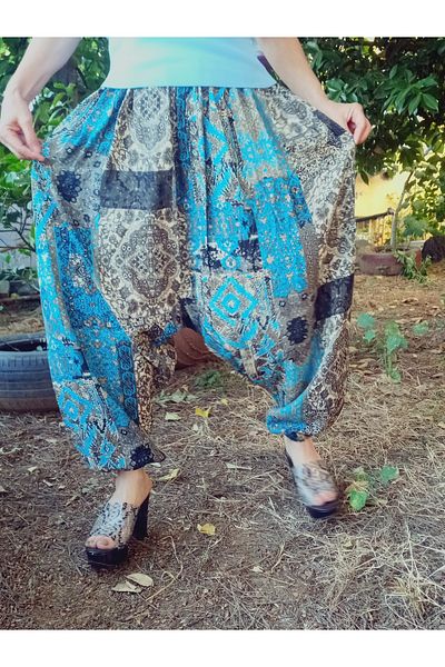 hoaryage Pants with Elastic Viscose Fabric Floral Patterned Shalwar with Pockets 100% Cotton Sizes 38 to 100 kg