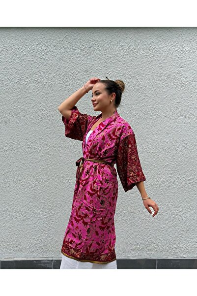 Dilara Begüm Collection AYU %100 Pamuk Bağlanabilir Desenli Kimono
