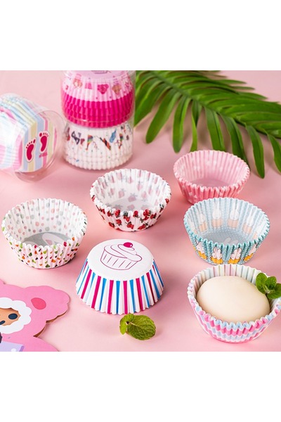 TRUSTMODA Kek Kapsülü - 100 Adet Muffin Cupcake Kağıdı, Renkli Kağıt Muffin Kek Kalıbı