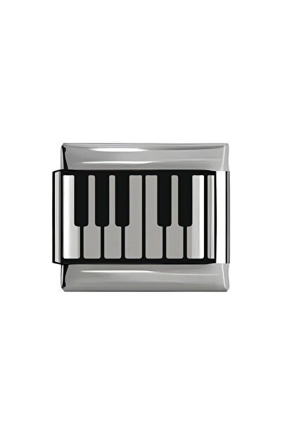 gastromarka Piyano Desenli Çelik İtalyan Charm Bileklik 1 Adet Ek Uzatma Charmı