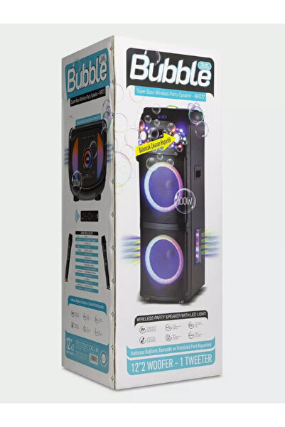 Subzero WR172 2x12” 100W RGB Bluetooth Müzik Kutusu | Baloncuklu, Kumandalı, 2 Kablosuz Mikrofonlu