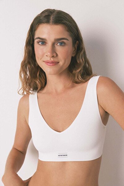 Women'secret LOVELY ivory ribbed seamless top