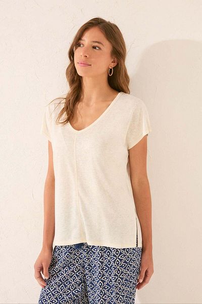 Women'secret Ivory glitter short sleeve T-shirt