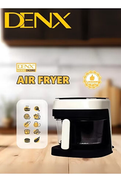 Denx Air Fryer for Healthy Frying, Grilling, Baking, and Roasting, 6L, 2400 Watts, White/Black