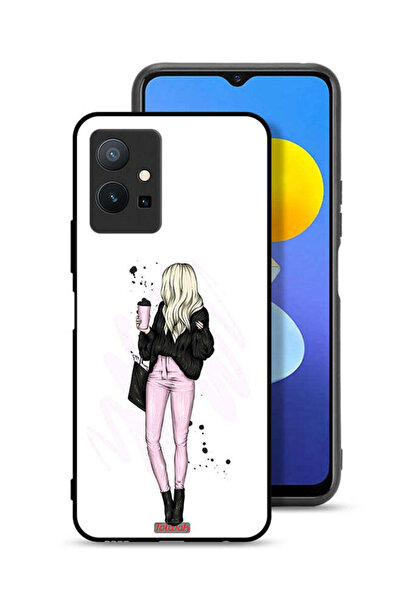 Tolwak غطاء حماية لهاتف Vivo Y75 5G، صورة فتاة تحمل كوب قهوة