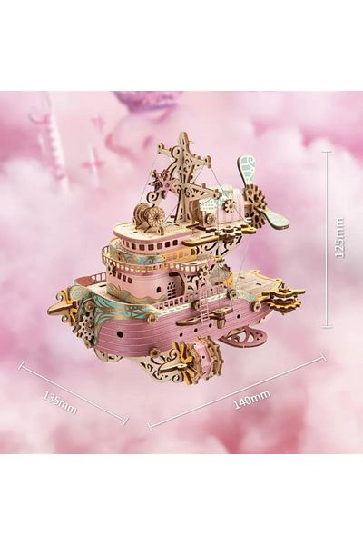 Robotime 3D Puzzle, Ship of Dreams, pink, HC, wood, 102 pieces