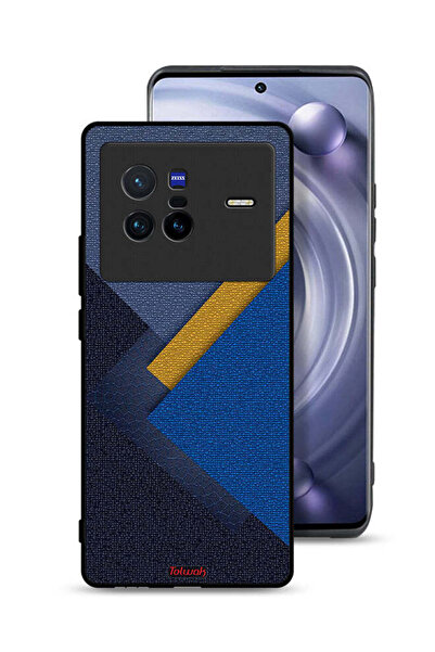 Tolwak غطاء حماية لهاتف Vivo X80 بنقشة مثلثات جلدية